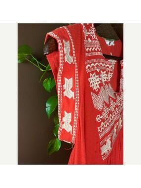 THML Red Embroidered Rayon Boho Cap Sleeve Tunic Top XS
